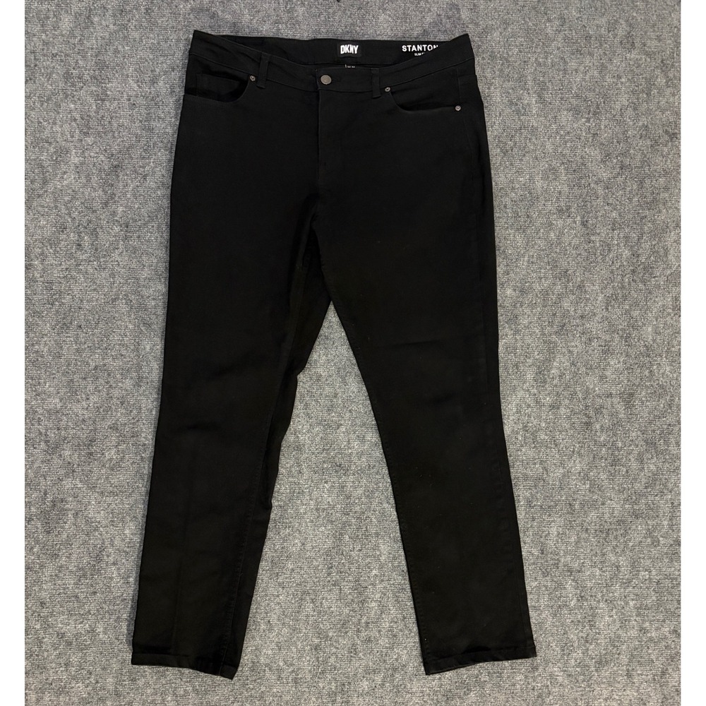 DKNY Stanton Slim Fit Pants Mens 36x32 Black 5-Pocket Trousers Casual Chino